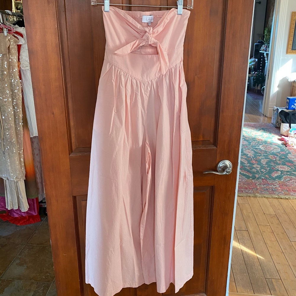 Strapless baby pink jumpsuit